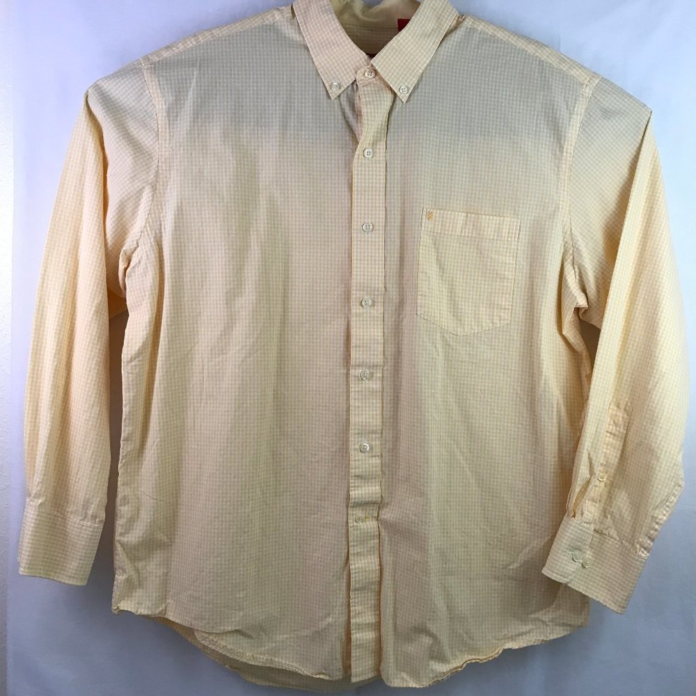 IZOD Yellow & White Check Button Shirt